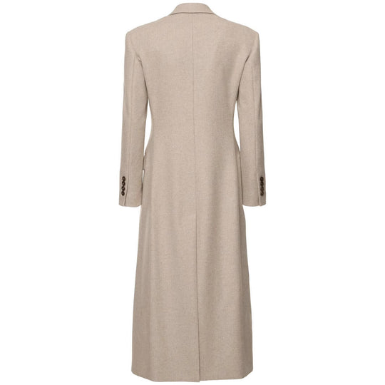 Damen Taillierter Longline Wollmixmantel mit schlanker Silhouette und Einreihiger Knopfleiste Nord Taschen