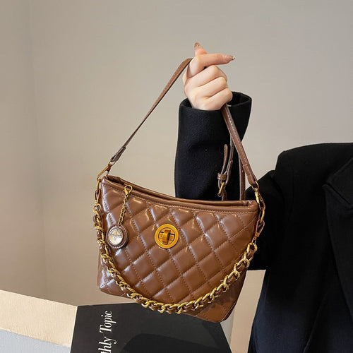 Damen Umhängetasche mit eleganter Steppung und luxuriösem Kettenakzent Nord Taschen