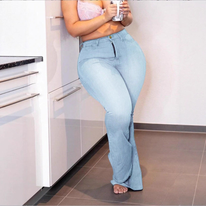 Damen formgebende High‑Waist Flared-Jeans aus Superstretch-Denim mit Po‑Lift-Effekt Nord Taschen