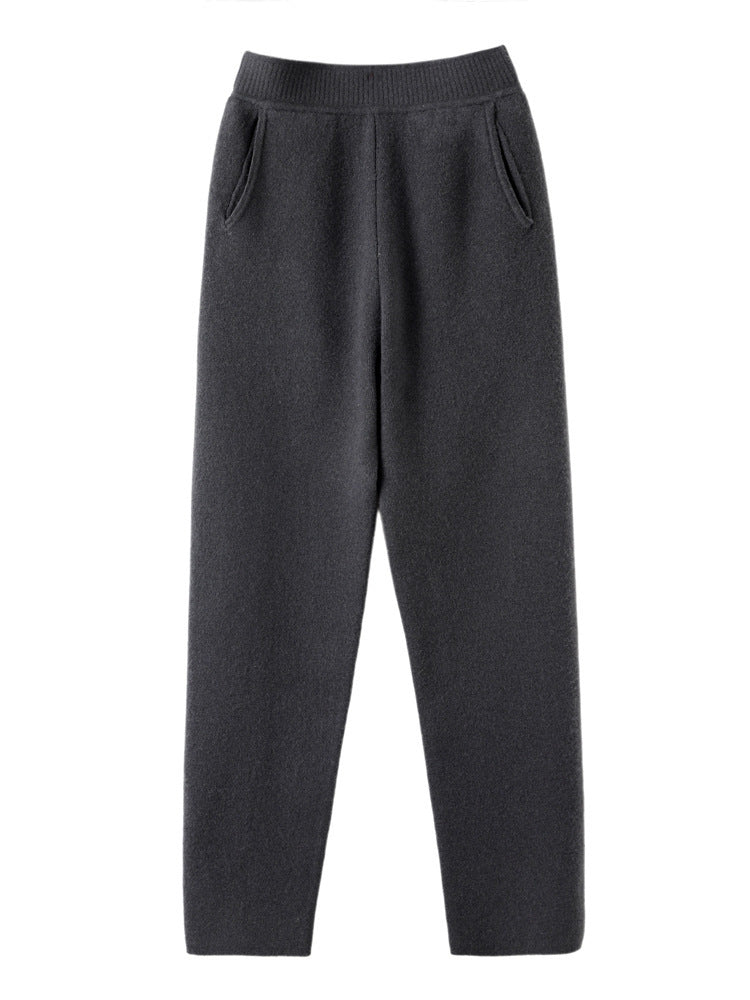 Damen Hochtaillierte Strickhose mit kaschmirähnlicher Haptik und schmal zulaufendem Bein Nord Taschen