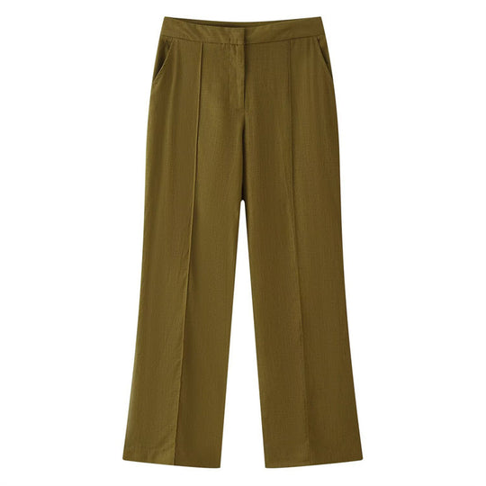 Damen Weite High‑Waist Stoffhose mit Bügelfalte und Seitentaschen Nord Taschen