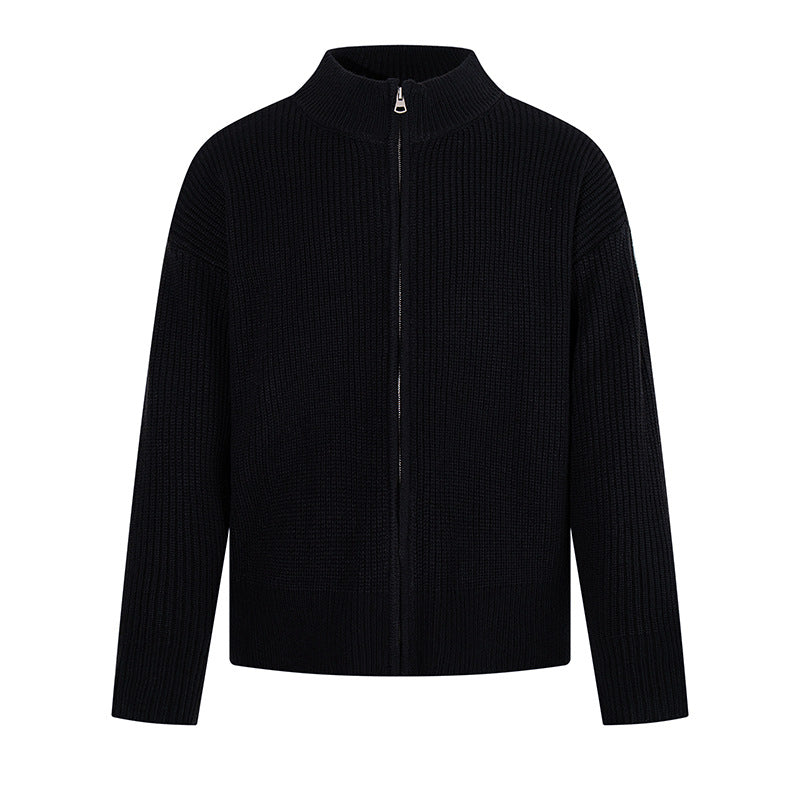 Damen Grobstrick-Zipjacke mit Stehkragen und oversized Passform Nord Taschen