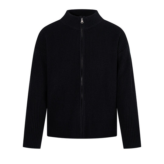 Damen Grobstrick-Zipjacke mit Stehkragen und oversized Passform Nord Taschen