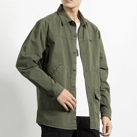 Herren Utility-Hemdjacke aus robustem Baumwoll-Twill mit Mehrfachtaschen Nord Taschen