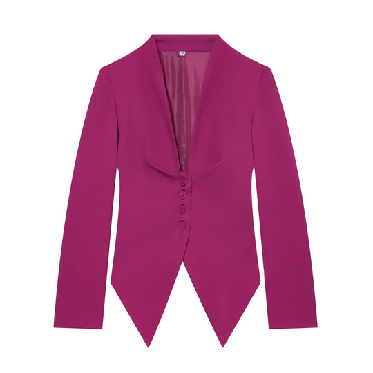 Damen taillierter Blazer mit spitzem Schößchen und tiefem V-Ausschnitt Nord Taschen