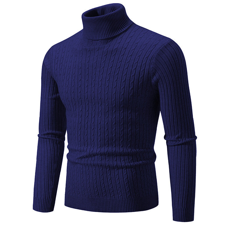 Herren Rollkragenpullover mit Zopfstrick und schlanker Passform Nord Taschen