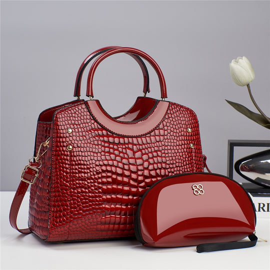 Damen moderne Handtasche mit luxuriösen Krokodilleder-Design und abnehmbarer Kosmetiktasche Nord Taschen