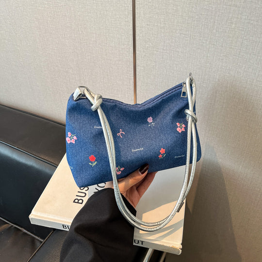 Damen Mini-Handtasche aus Denim mit buntem Stickdesign Nord Taschen