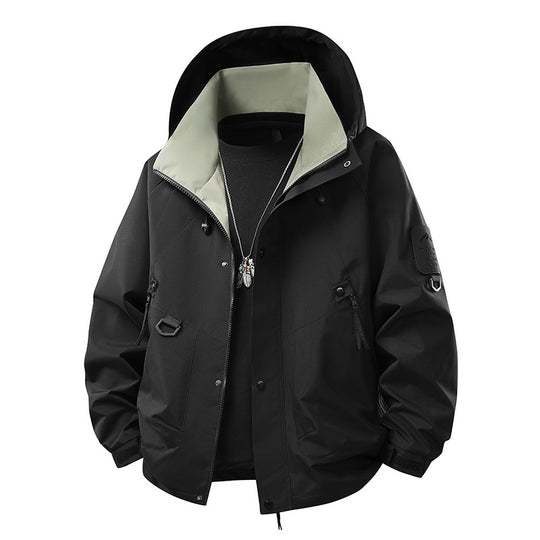 Herren Wasserdichte Outdoor-Jacke mit verstellbarem Kapuzenkragen Nord Taschen