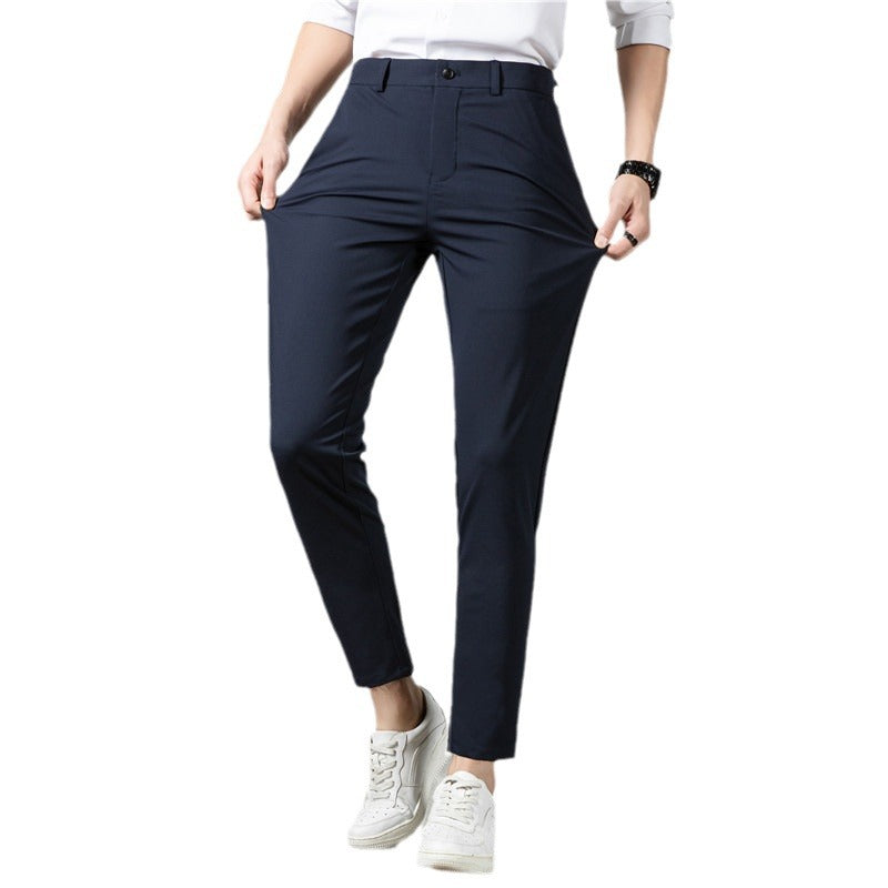 Herren Slim-Fit Stretch-Anzughose mit schmaler Knöchellänge Nord Taschen