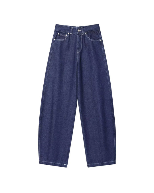 Damen Hochtaillierte Cropped-Jeans mit weitem Bein, Used‑Effekt und klassischen Taschen Nord Taschen