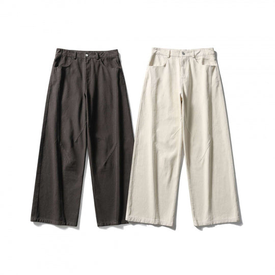 Damen Palazzo-Jeanshose mit hoher Taille, weitem Bein und Ziernähten Nord Taschen