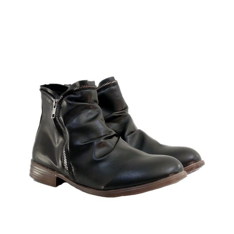 Damen Slouch‑Ankleboots mit dekorativem Reißverschluss und niedrigem Blockabsatz Nord Taschen