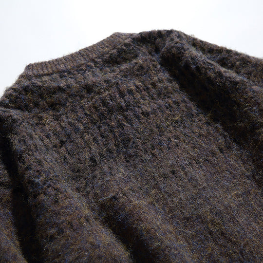 Damen Grobgestrickte Oversize-Cardigan mit Mohair-Optik und Rundhalsausschnitt Nord Taschen