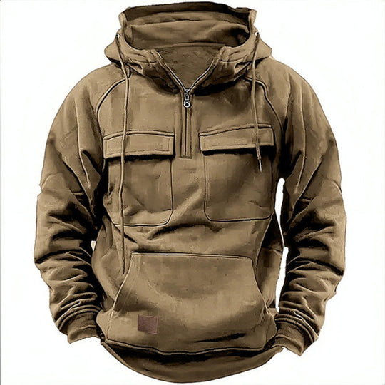 Herren Funktionale Kapuzenpullover mit Praktischen Taschen und Kurzem Reißverschluss