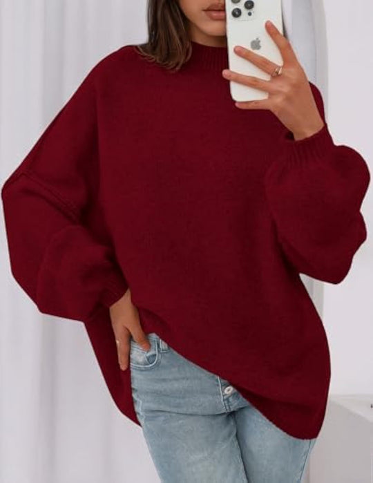 Damen Weicher Oversized Pullover Nord Taschen