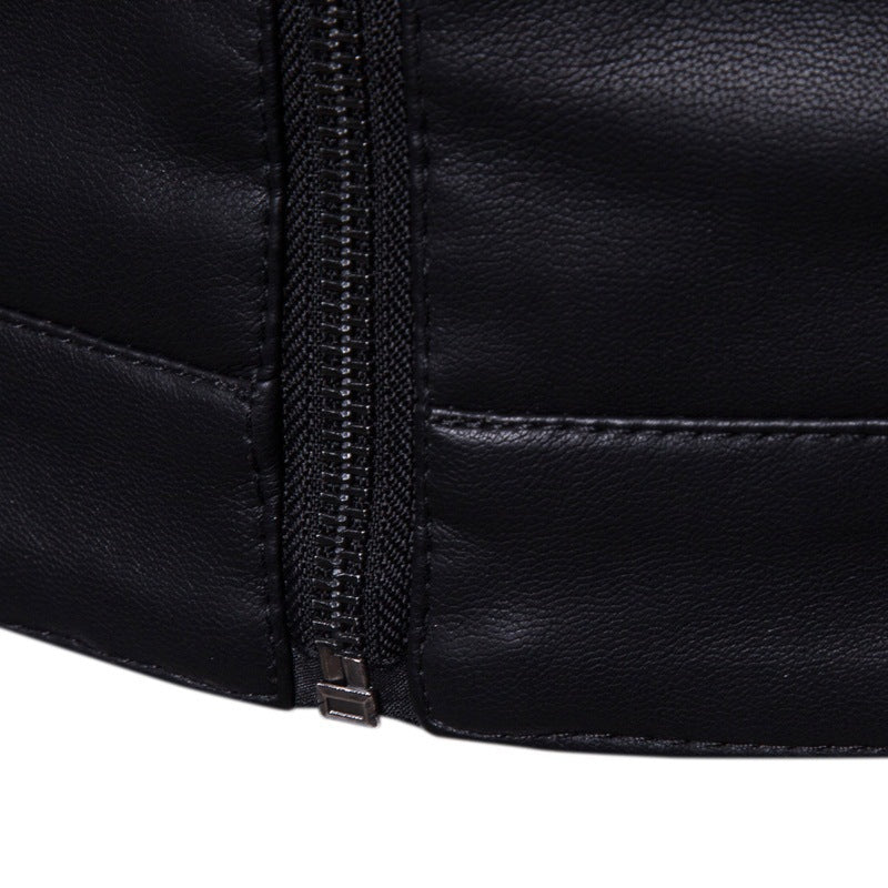 Herren Slim-Fit Kunstleder-Motorradblouson mit Stehkragen und ergonomischer Schultersteppung Nord Taschen