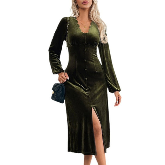 Damen Elegantes Wickelkleid mit Knopfdetails Nord Taschen