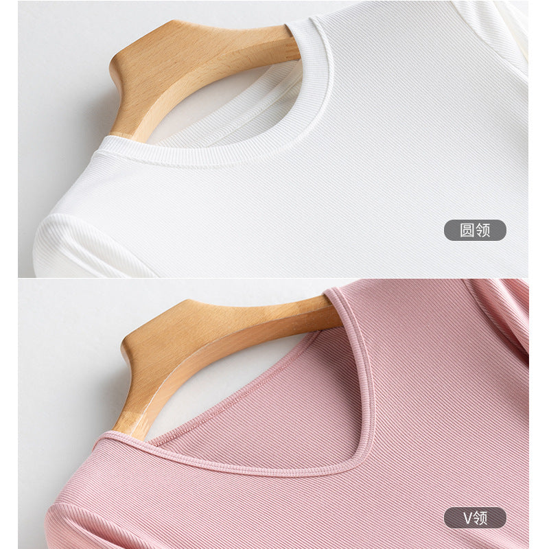 Damen Langarm-Feinrippshirt aus weichem Modal-Baumwollmix mit Rundhalsausschnitt Nord Taschen
