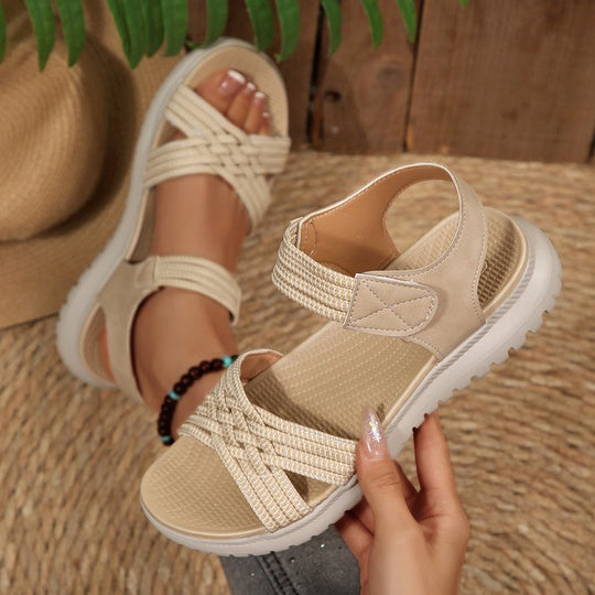 Damen Freizeit-Sandalen mit geflochtenem Riemendesign und komfortabler Fußbettung