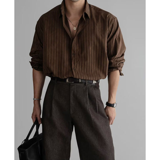Herren Elegantes Hemd mit feiner Rippstruktur Nord Taschen