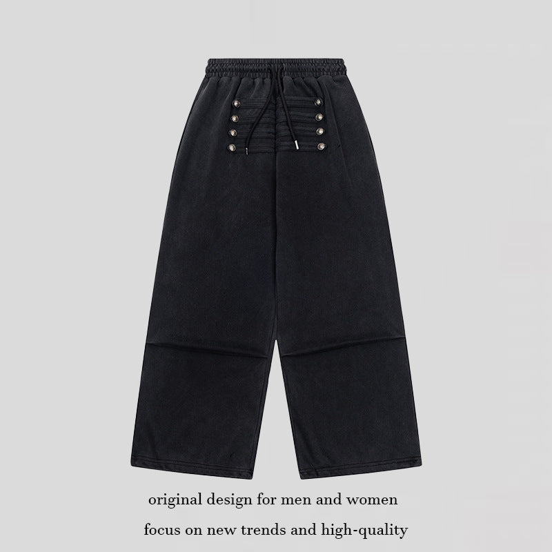 Damen Weite Culotte-Hose mit hohem Gummibund, Kordelzug und dekorativer Knopfblende Nord Taschen