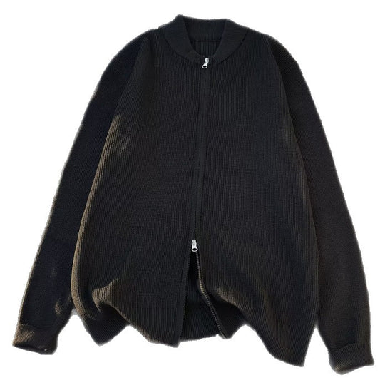 Unisex Oversize-Zopfmuster-Halbzip-Pullover mit extra hohem Rippkragen und schwerer Baumwollmischung Nord Taschen