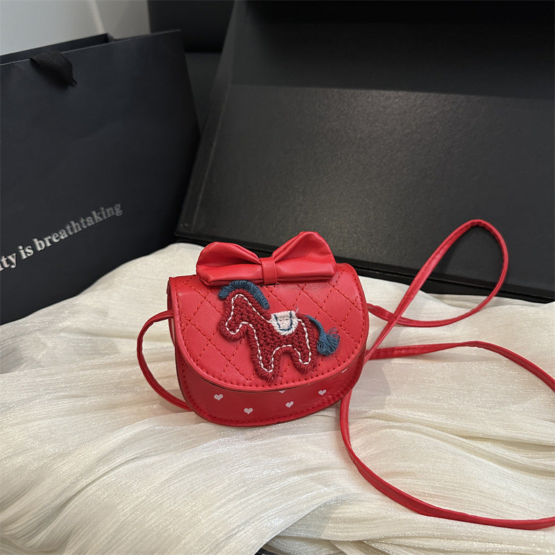 Damen Mini-Umhängetasche mit charmantem Pferdemotiv und süßem Schleifendetail Nord Taschen