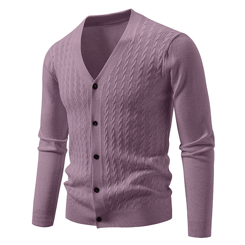 Herren Feinstrick-Cardigan mit Zopfmuster, V‑Ausschnitt und Knopfleiste Nord Taschen