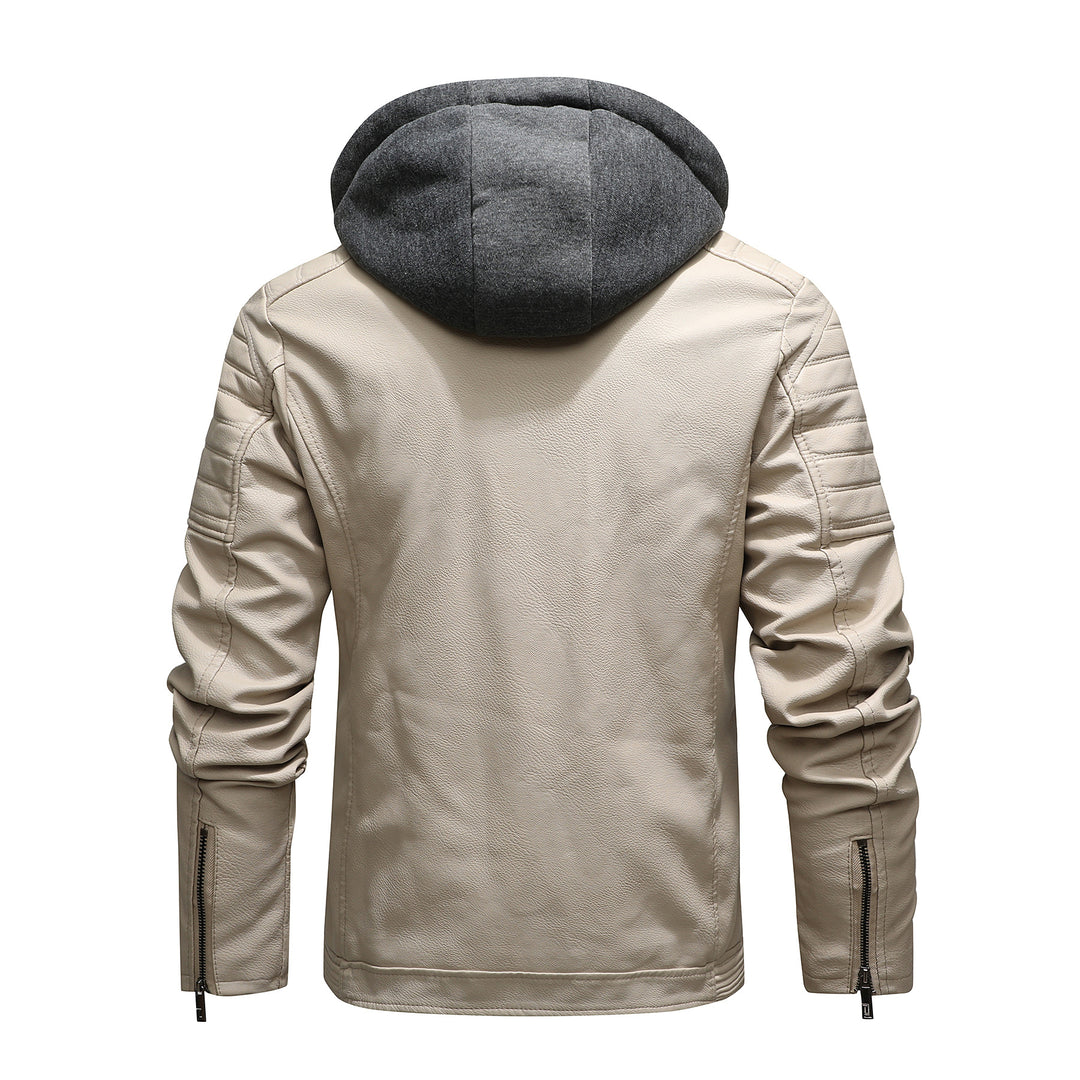 Herren Bikerjacke aus Kunstleder mit Teddyfutter und Kapuzeneinsatz Nord Taschen