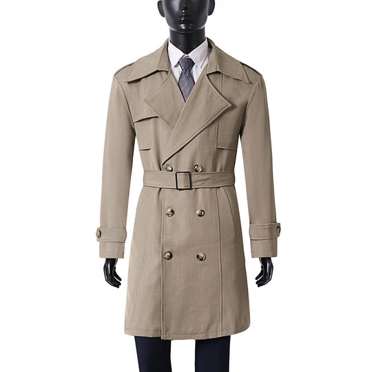 Damen Doppelreihiger Trenchcoat mit weitem Schalkragen und Epauletten Nord Taschen