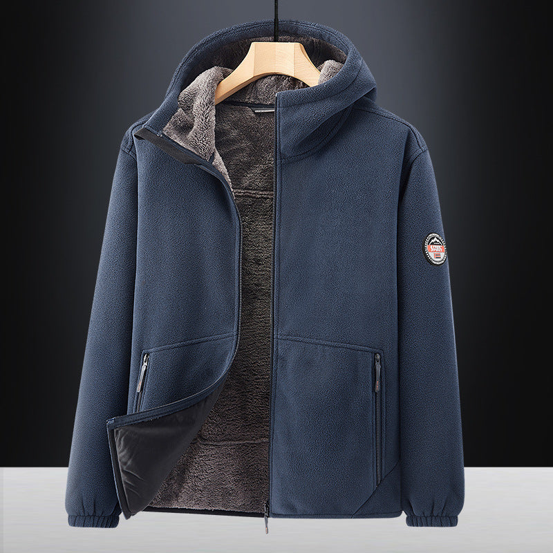 Herren Isolierte Fleece-Hoodiejacke mit Sherpa-Innenfutter und Zwei-Wege-Reißverschluss Nord Taschen
