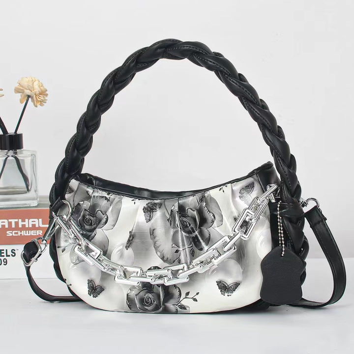 Damen modische Handtasche mit raffiniertem Blumendesign und Kettenakzent Nord Taschen