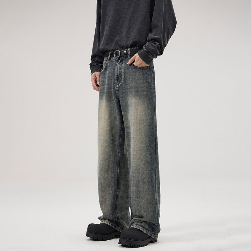 Herren Ultraweite Stonewashed-Baggy-Jeans mit tiefem Schritt und soften Fade-Details Nord Taschen