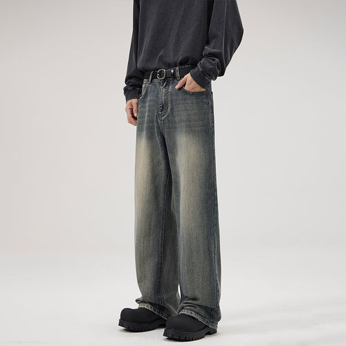 Herren Ultraweite Stonewashed-Baggy-Jeans mit tiefem Schritt und soften Fade-Details Nord Taschen