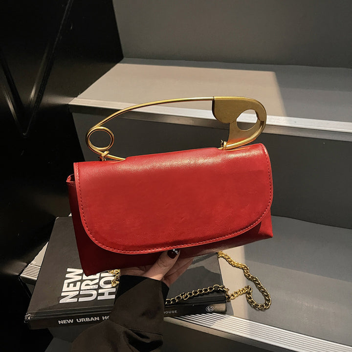 Damen elegante Handtasche mit künstlerischem Metallgriff Nord Taschen