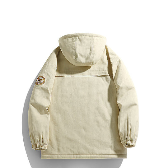 Herren wattierter Canvas‑Parka mit Sherpa‑Fleece‑Futter und Kapuze Nord Taschen