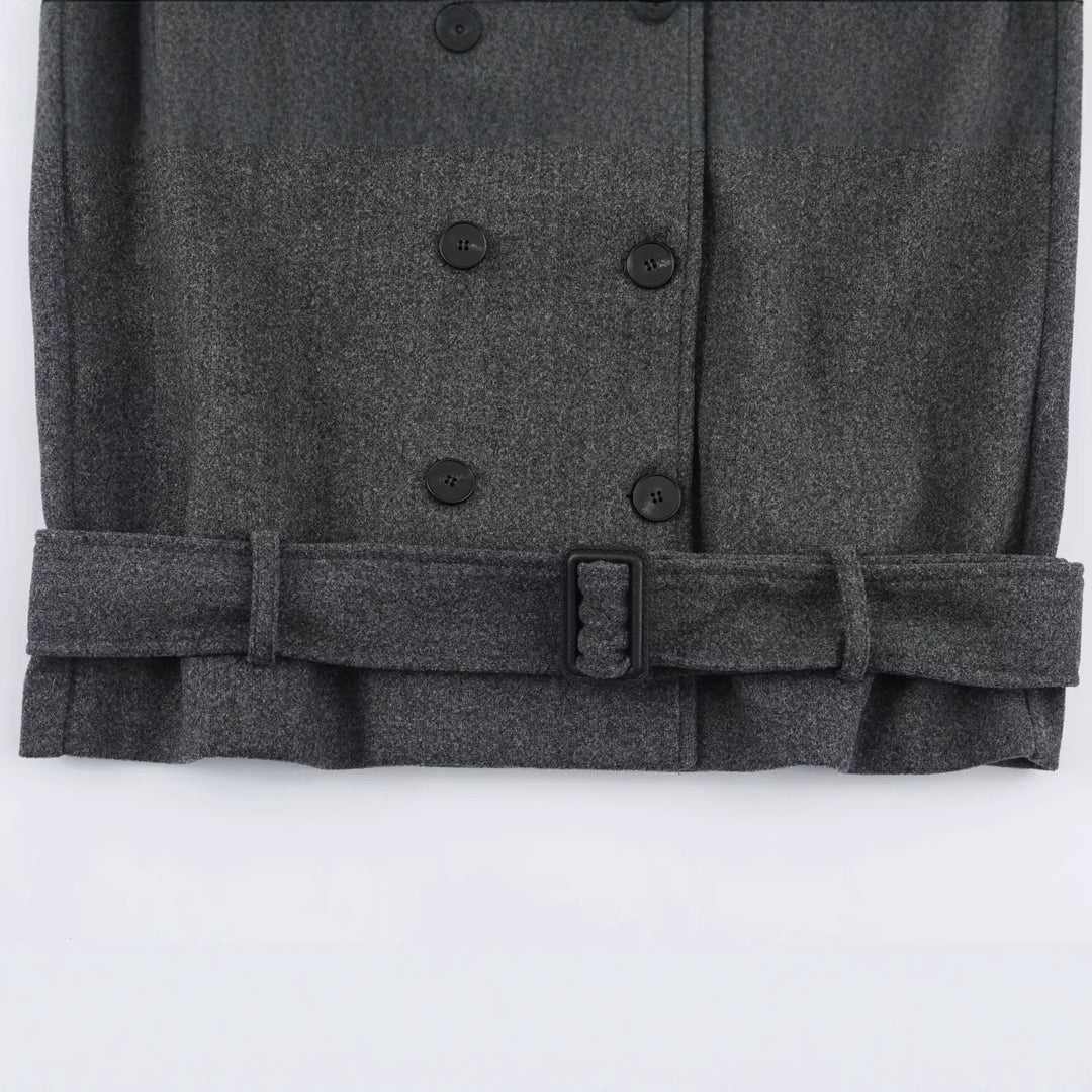 Damen Kurzer doppeltreihiger Wollmix‑Mantel mit Stehkragen und taillierendem Bindegürtel Nord Taschen