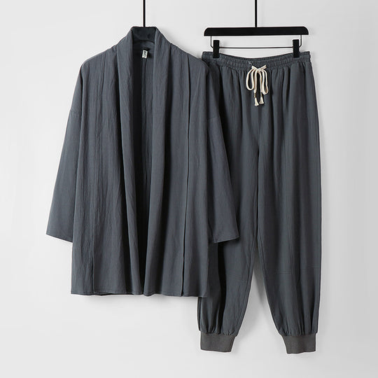 Unisex Luftiges Freizeit-Set im Kimono-Stil mit Schalkragenjacke und konisch zulaufender Joggerhose Nord Taschen
