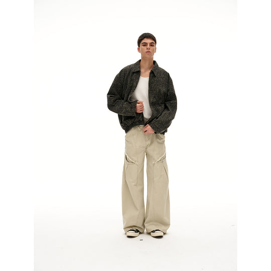 Unisex Leicht wattierte Boxy‑Jacke im Denim‑Look mit tonalem Leo‑Print und elastischem Saum Nord Taschen