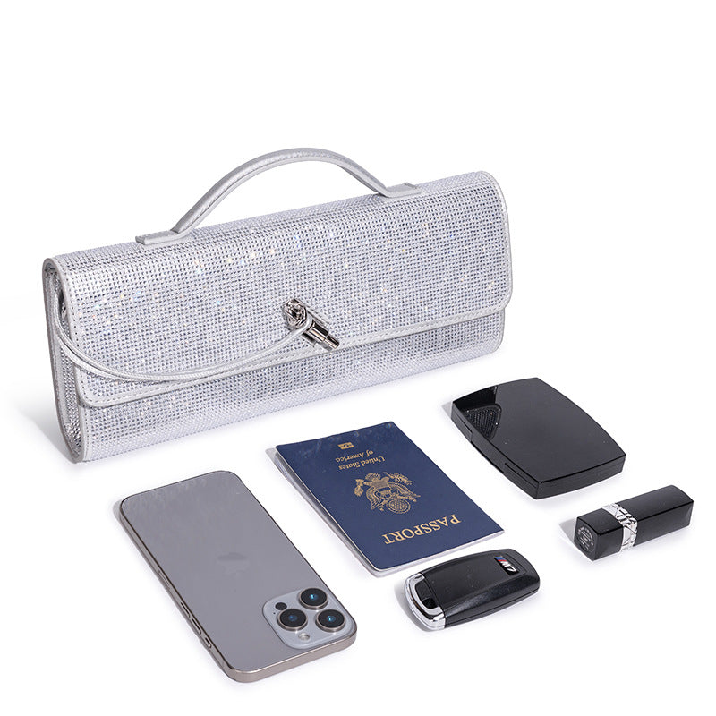 Damen Clutch aus glitzerndem Textil mit elegantem Schnappverschluss Nord Taschen