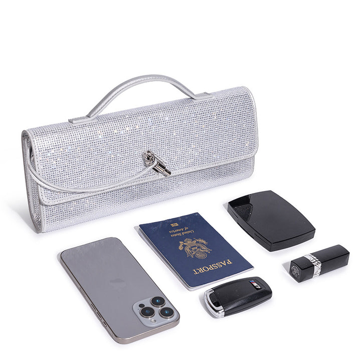 Damen Clutch aus glitzerndem Textil mit elegantem Schnappverschluss Nord Taschen