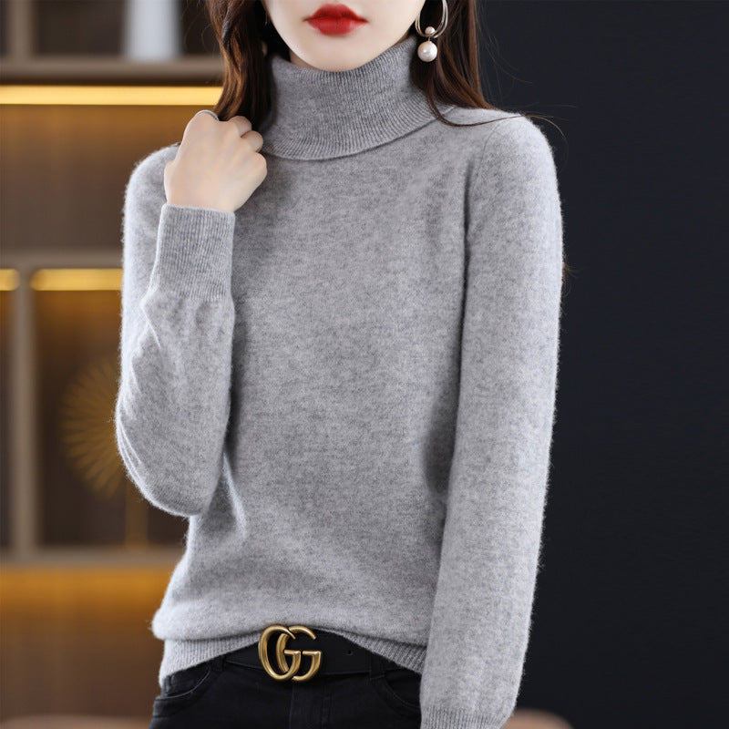 Damen Schmal geschnittener Rollkragenpullover aus kaschmirähnlichem Feinstrick mit softem Flor Nord Taschen