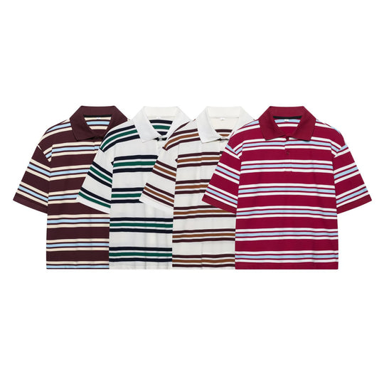 Damen Lässiges Langarm-Poloshirt mit Streifenmuster und Rippbündchen Nord Taschen