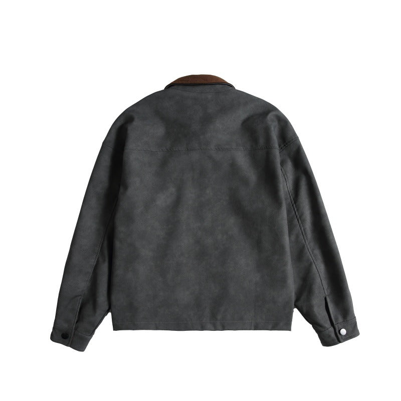 Damen Oversize Wildleder‑Optik Bomberjacke mit Cordkragen und verdecktem Reißverschluss Nord Taschen