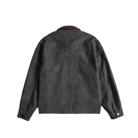 Damen Oversize Wildleder‑Optik Bomberjacke mit Cordkragen und verdecktem Reißverschluss Nord Taschen