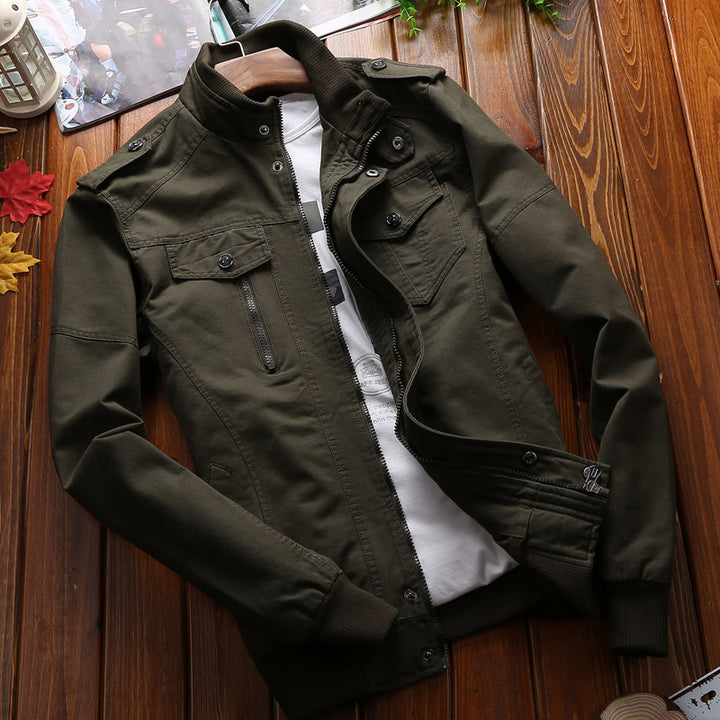 Herren  leichtgewichtige Canvas-Utility-Jacke mit gesteppter Innenfütterung, verdecktem Zweiwege-Reißverschluss und elastischen Bündchen Nord Taschen