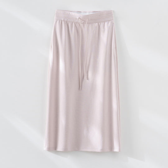 Damen Jersey-Midirock mit elastischem Tunnelzugbund und geradem Fall Nord Taschen