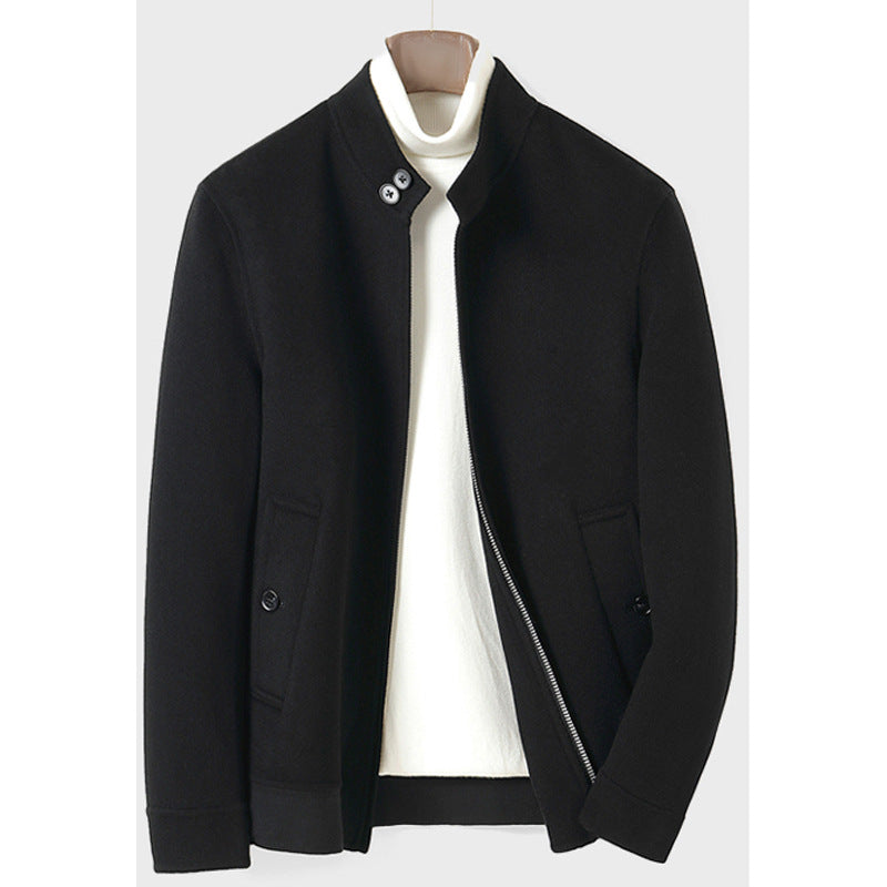 Herren Moderner Wollmix-Blouson mit hohem Stehkragen, verdecktem Reißverschluss und geknöpften Eingrifftaschen Nord Taschen