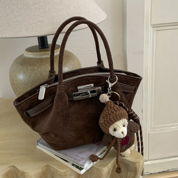 Damen stilvolle Handtasche mit abnehmbarem Plüschanhänger Nord Taschen